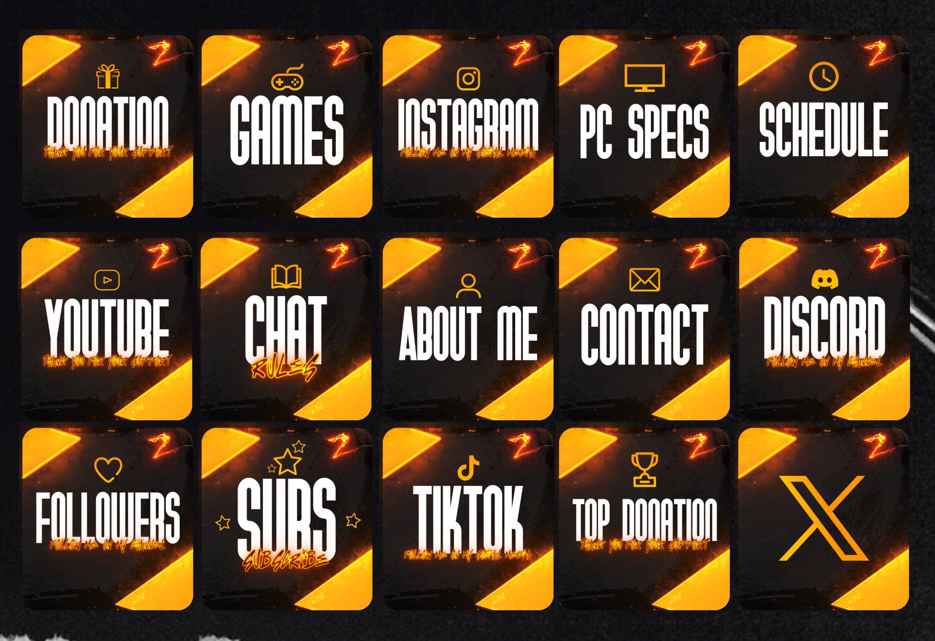 Perfil de streaming Paneles en neón Graffiti Amarillo: Twitch y Kick ...