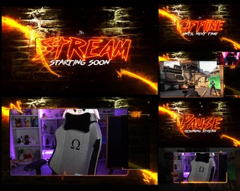 Overlays Stream Animated Neon Yellow style Pack - WEBM format - Twitch, Kick and Youtube