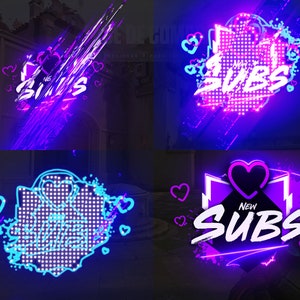 Animated Stream Alerts - Purple  Style - Compatible Twitch - Kick - Youtube  - WEBM Format