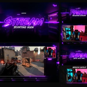 Overlays Stream Animated Neon Purple -  Style Neon Future - WEBM format