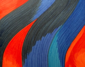 Oceans, Line Drawing, Line Art, Abstract Art, Art Print, Marker Art, Marker On Paper, Custom Art, Walk Decor, Home Decor, Gift, Colorful Art