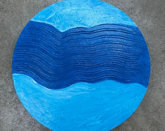 Ocean Art, Blue, Nature Inspired, Textured Art, Textured Painting, Gesso Art, Plaster Art, Custom Art, Wall Decor, Home Decor, Painting