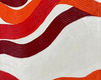 Fire Waves, Textured Art, Textured Painting, Gesso Art, Plaster Art, Custom Art, Wall Decor, Home Decor, Re, Orange, Painting, Custom