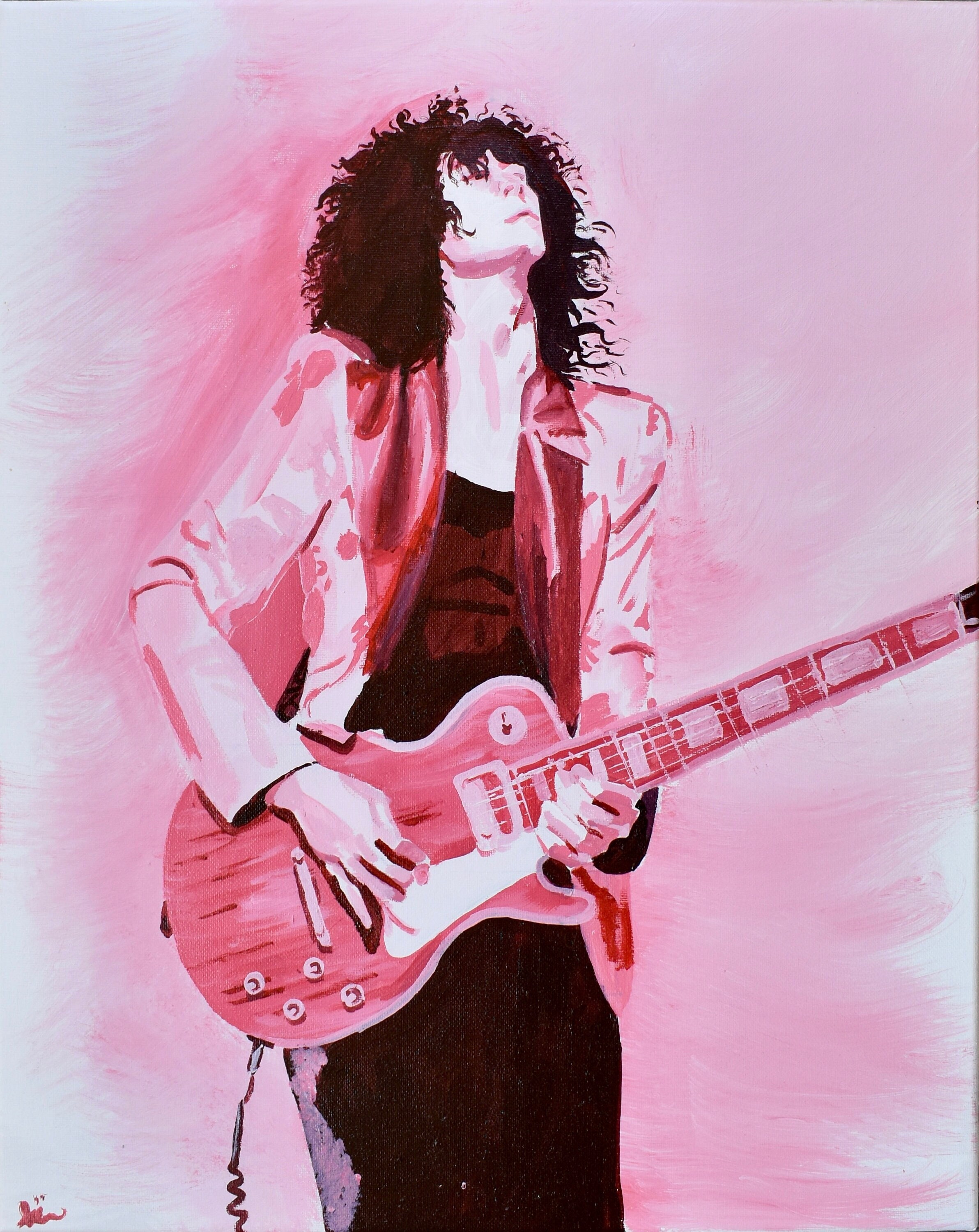 Hand-Painted Marc Bolan T. Rex Acrylic Painting on Stretched Canvas