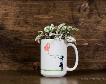 Small Planter, Indoor Planter, Herb Garden Planter, Plant Pot, Coffee Mug, Table Planter, Gift for Mom, Birthday Gift - I love You