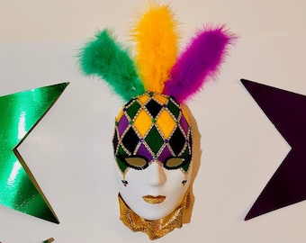 Mardi Gras Decorative Mask - Multi Harlequin