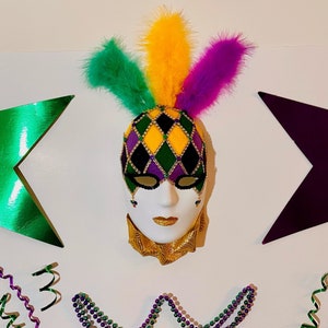 Mardi Gras Decorative Mask - Multi Harlequin