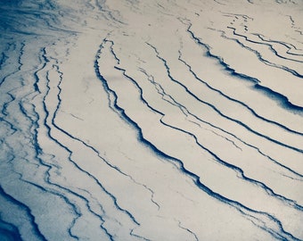 Cyanotype wall decoration limited edition photograph of ice floe in Greenland