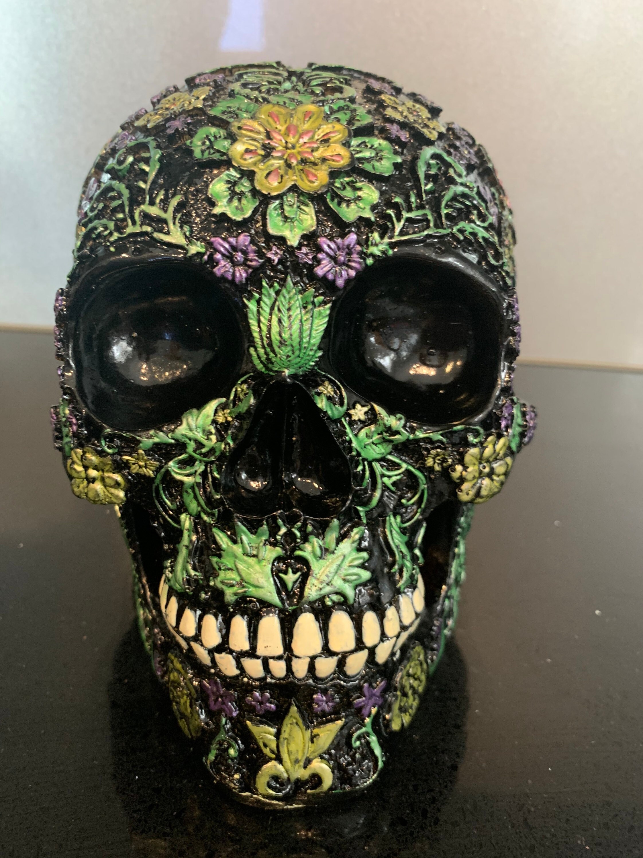 Cráneo de azúcar pintado a mano | Etsy