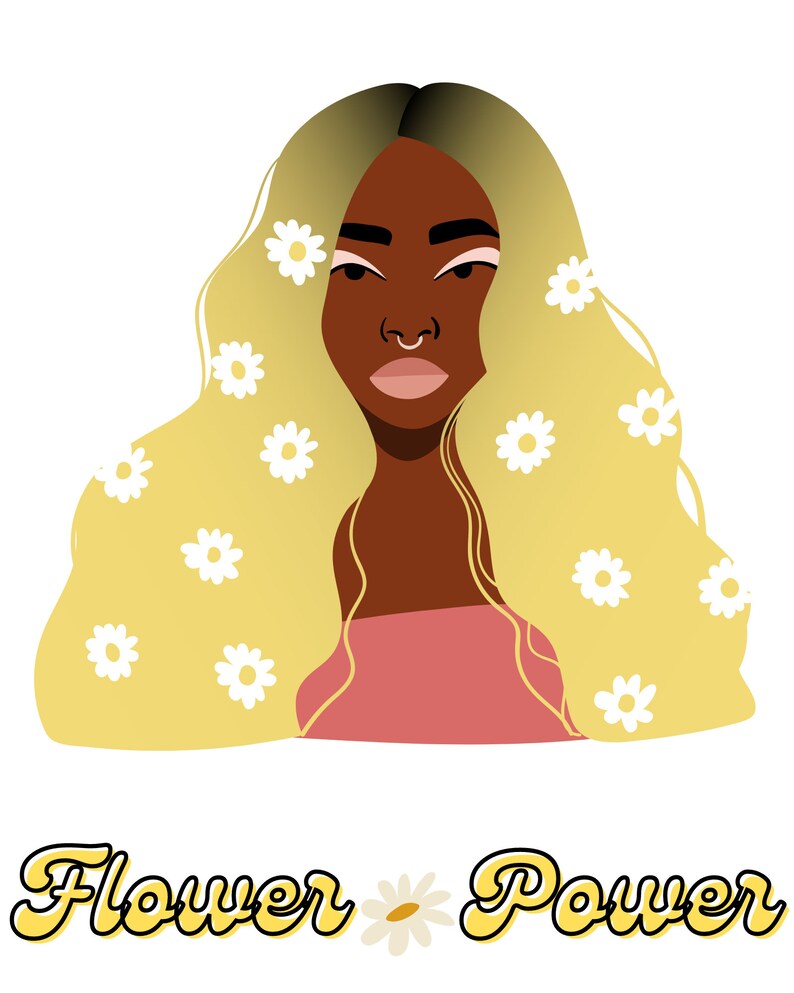 Printable Wall Art Black Girl Flower Power Black Girl Magic Etsy