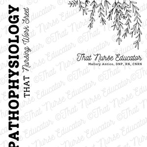 Pathophysiology Edition of That Nursing Worksheet for nursing students includes concept map, full page work sheet, and note card templates image 2