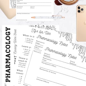 Pharmacology Edition of That Nursing Worksheet template to help nursing students study pharm medications flash cards notes black and white