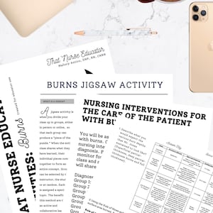 Nursing Care of Patient with Burns Activities case study and jigsaw for nurse educators nursing school instructor education adn bsn activity