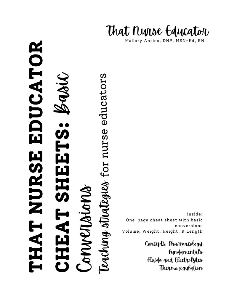Common conversions poster or handout for health sciences students pdf