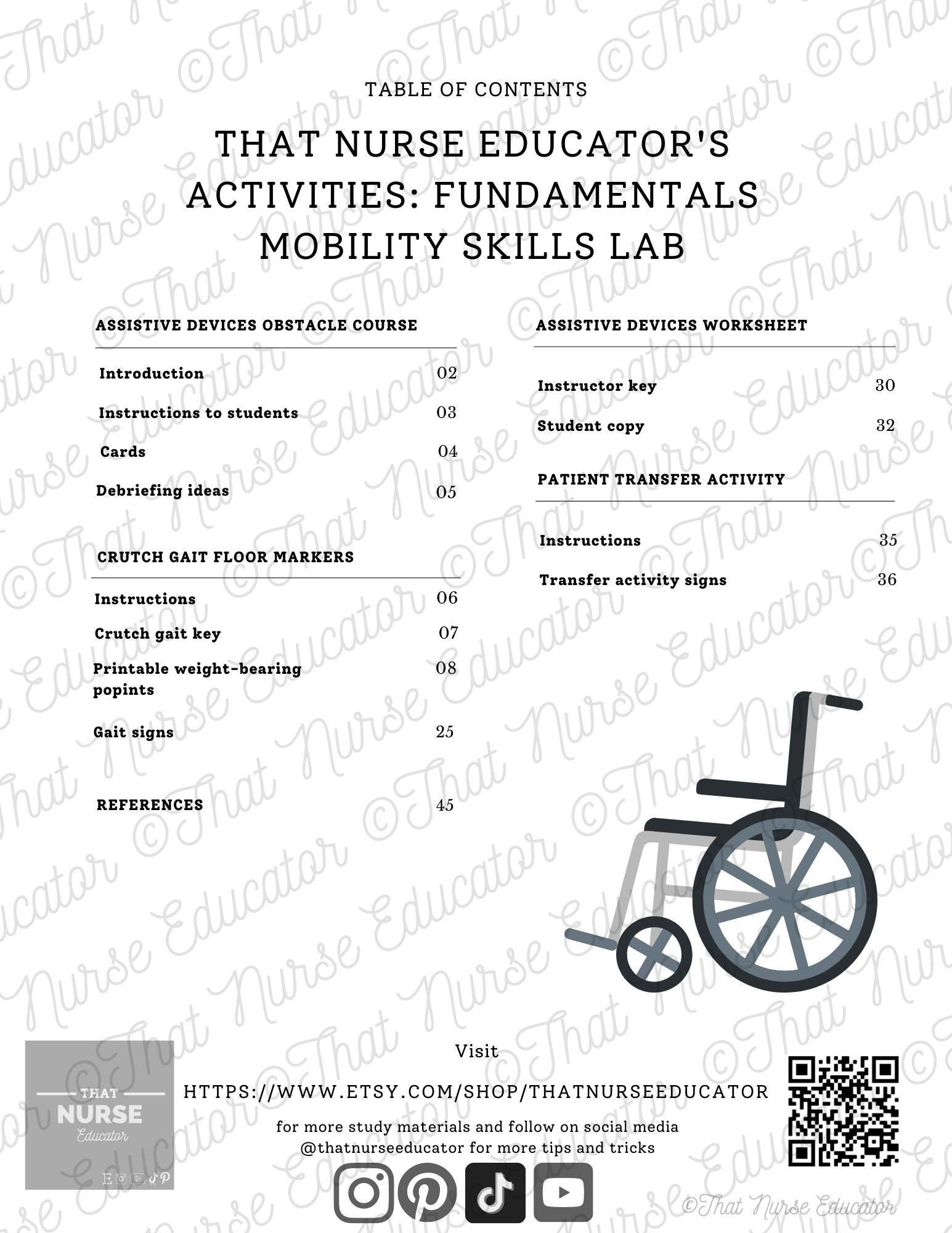 Mobility Skills Lab Edition of That Nurse Educator's Activities Teach