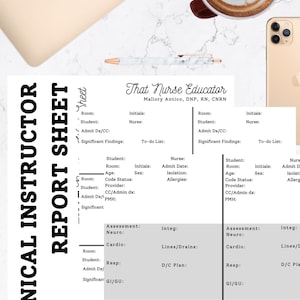 Nursing Clinical Instructor Report Sheet Edition of That Nursing Worksheet nurse educator bundle of two different report brain sheets rn