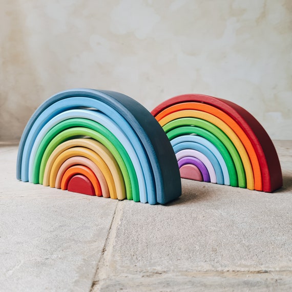 Montessori Wooden Rainbow Stacker - Etsy