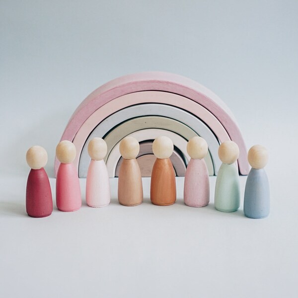 Handmade Wooden Rainbow Friends (Pegdoll)