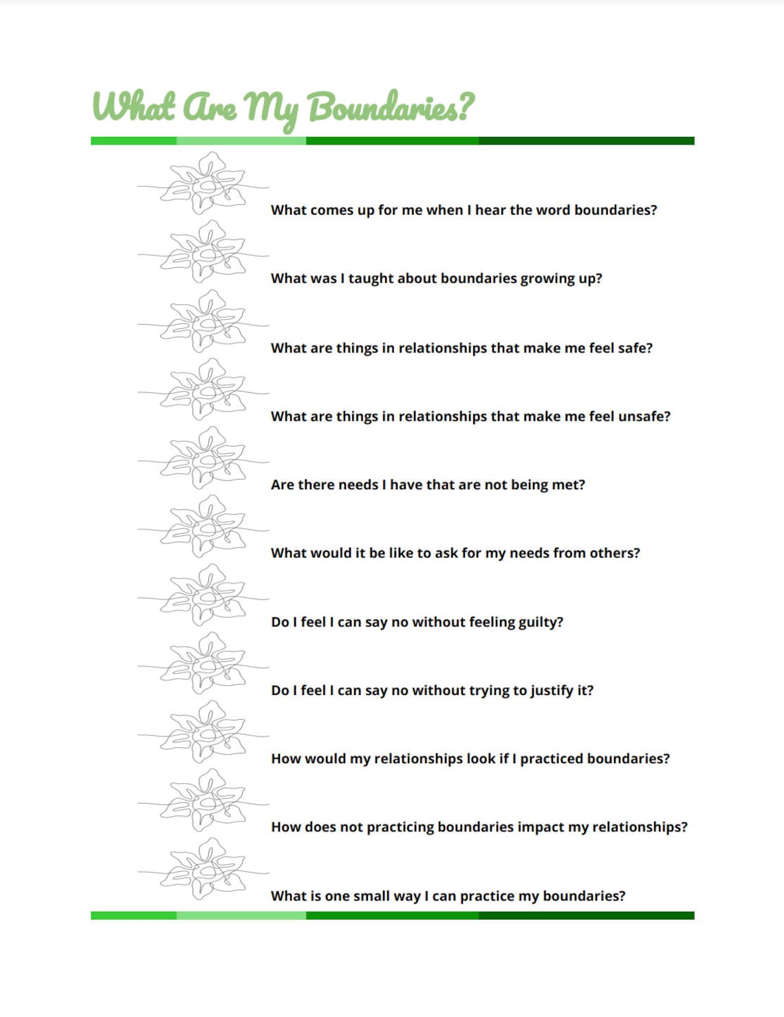 Printable Boundary Exploration, Therapist Boundaries, Client Boundaries ...