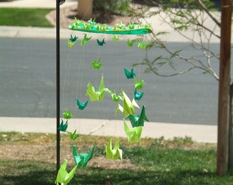 Handmade Hanging Green Origami Mobile