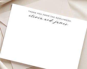 Thank You From the Newlyweds, Personalized Wedding Thank You Notes, Couples Thank You Card, Custom Thank You Cards for Wedding