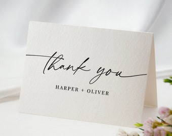 Personalized Thank You Cards, Printed Thank You Note Set, Elegant Wedding Thank You Cards, Minimalist Personal Stationery, Folded Thank You