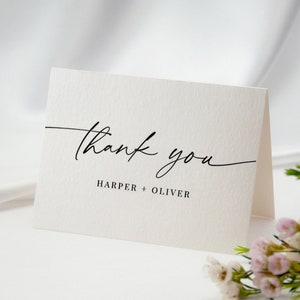 Personalized Thank You Cards, Printed Thank You Note Set, Elegant Wedding Thank You Cards, Minimalist Personal Stationery, Folded Thank You