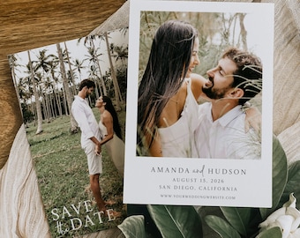 Modern Wedding Save the Date Template, Minimalist Save the Date, Photo Save our Date, Save the date with Picture, Double-Sided Save the Date