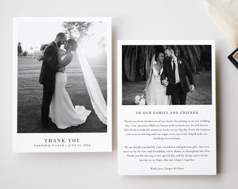 Classic Wedding Thank You Template with Photo, Modern Wedding Thank You Card, Minimalist Wedding Photo Thank You Note, Thank You Letter