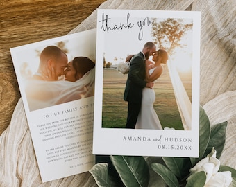 Modern Wedding Thank You Template with Photo, Minimalist Wedding Thank You Card, Wedding Photo Thank You Note Template, LWP06