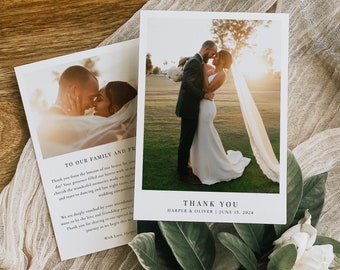 Classic Wedding Thank You Template with Photo, Modern Wedding Thank You Card, Minimalist Wedding Photo Thank You Note, Thank You Letter