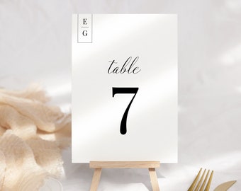 Monogram Table Number Template, Editable Wedding Table Numbers, Minimalist Table Number Card Template, Reception Table Numbers, LWP01