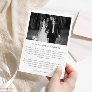 Classic Wedding Thank You Template with Photo, Modern Wedding Thank You Card, Minimalist Wedding Photo Thank You Note, Thank You Letter immagine 6