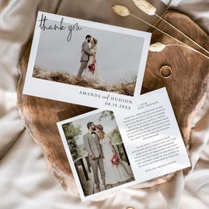 Wedding Thank You Card Template with Photo, Modern Wedding Thank You Note Template, Horizontal Wedding Thank You Notecard, LWP06