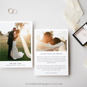 Classic Wedding Thank You Template with Photo, Modern Wedding Thank You Card, Minimalist Wedding Photo Thank You Note, Thank You Letter immagine 5