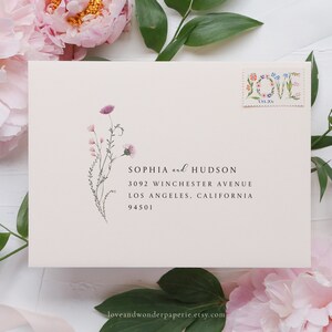 Wedding Envelope Address Template, Printable Envelope Template, Guest Addressing Template, Return Address, Watercolor Wildflower, LWP09