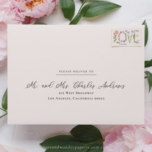 Wedding Envelope Address Template, Printable Envelope Template, Guest Addressing Template, Return Address, Calligraphy Address, A7 (5x7&quot;)