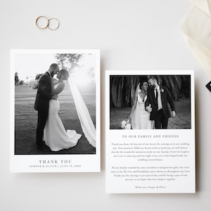 Classic Wedding Thank You Template with Photo, Modern Wedding Thank You Card, Minimalist Wedding Photo Thank You Note, Thank You Letter
