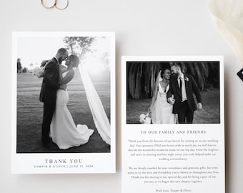 Classic Wedding Thank You Template with Photo, Modern Wedding Thank You Card, Minimalist Wedding Photo Thank You Note, Thank You Letter