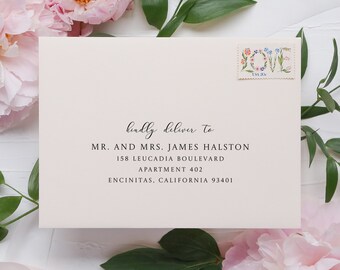 Wedding Envelope Address Template, Printable Envelope Template, Guest Addressing Template, Return Address, Watercolor Wildflower, A7 (5x7&quot;)