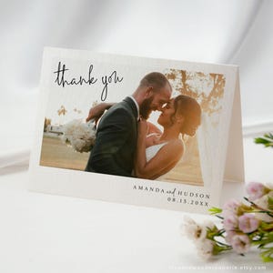 Wedding Photo Thank You Card Template, Minimalist Wedding Thank You Note, Engagement Thank You Notecard, Couples Thank You, LWP06
