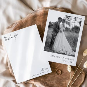Wedding Photo Thank You Card, Minimalist Wedding Thank You, Thank You Card Template, Modern Couple's Thank You Note, Personalized Thank You