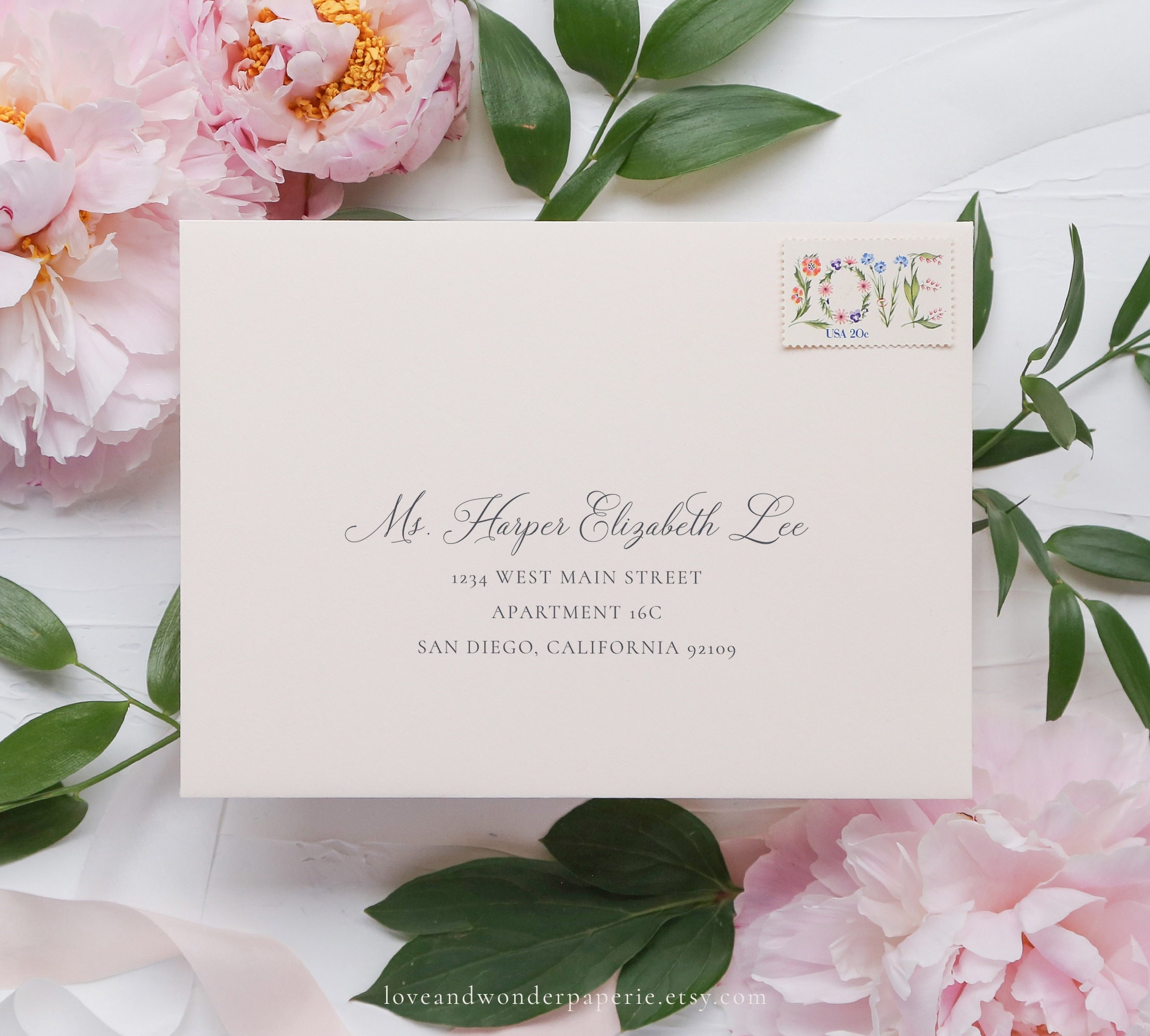 Wedding Envelope Address Template, Printable Envelope Template, Guest Addressing Template, Return Address, Watercolor Eucalyptus, LWP03
