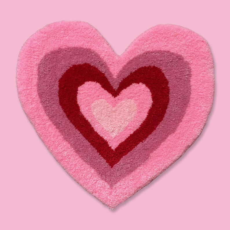 Handmade Groovy Heart Accent Rug Acrylic Tufted Rug Custom Etsy
