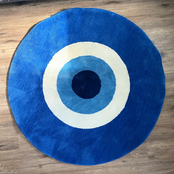 Handmade Evil Eye Accent Rug, Acrylic, Tufted Rug, Custom Rugs,