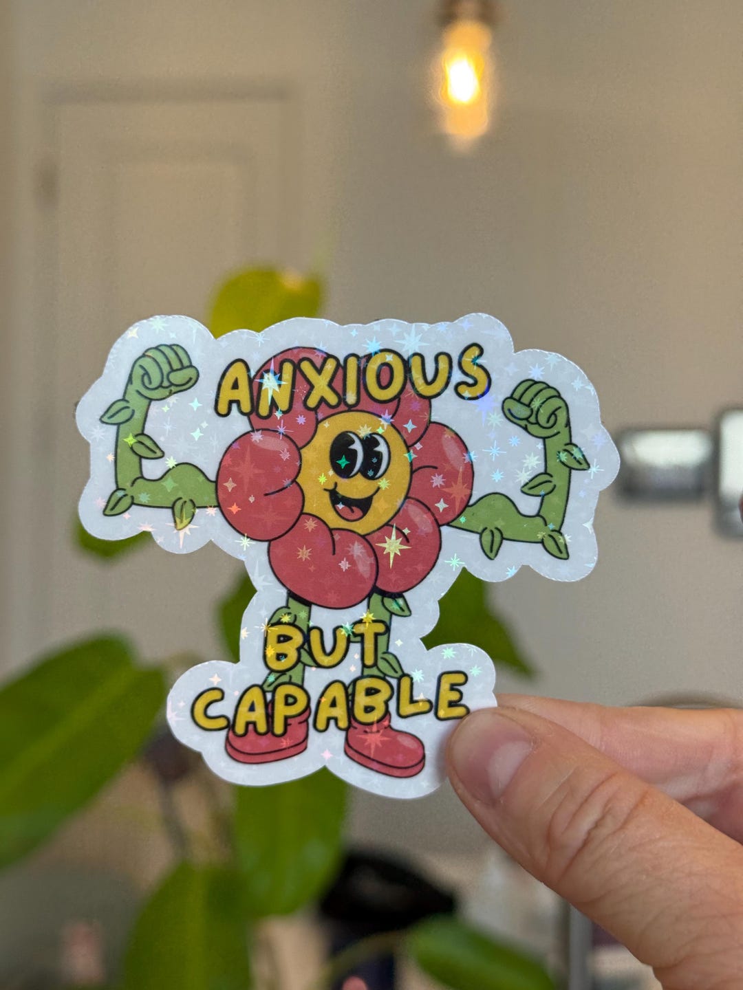 Anxious but Capable Holographic Sticker, Mental Health Awareness ...