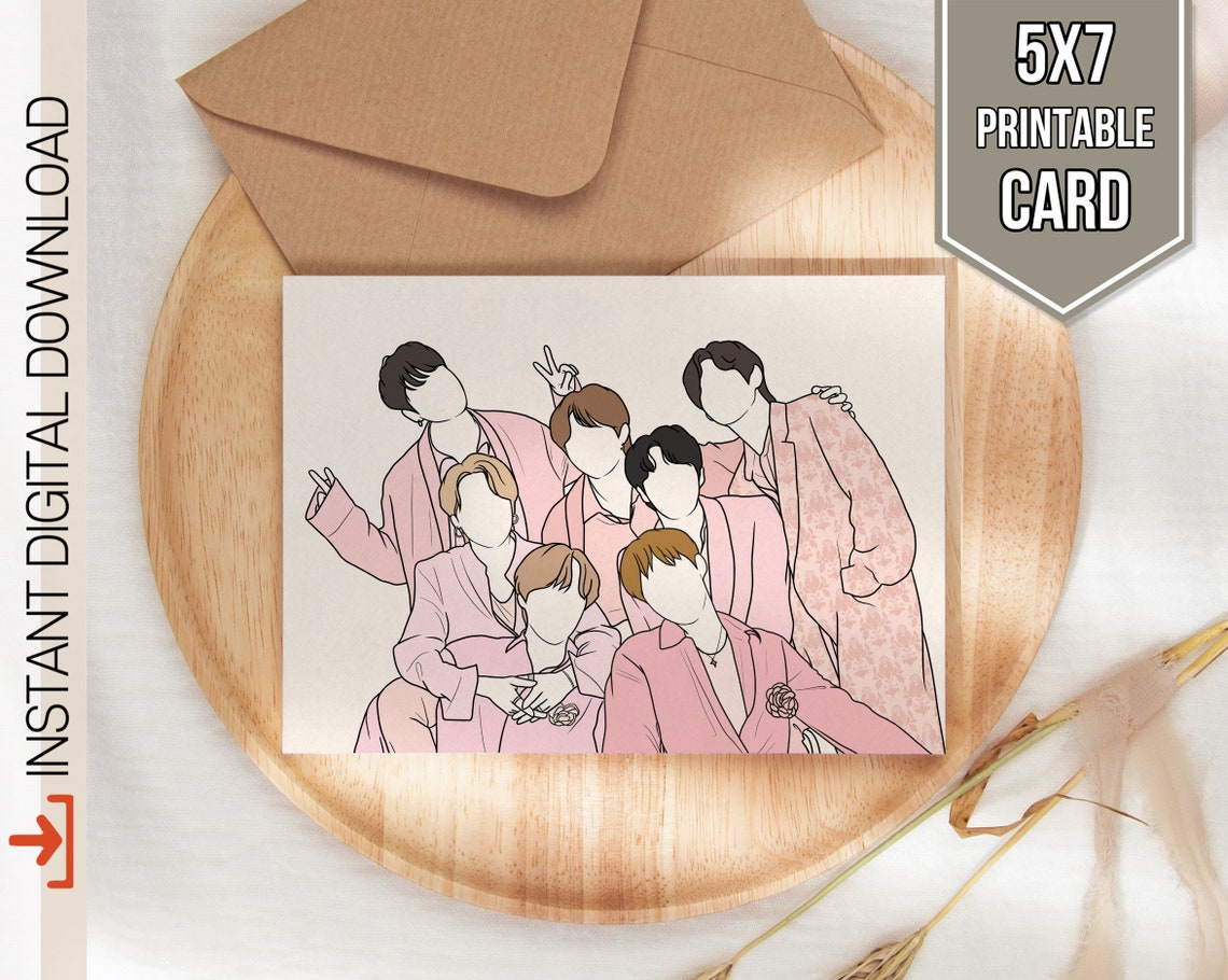 BTS Card BTS Art Print Bts Printable Card Bts Greeting Etsy