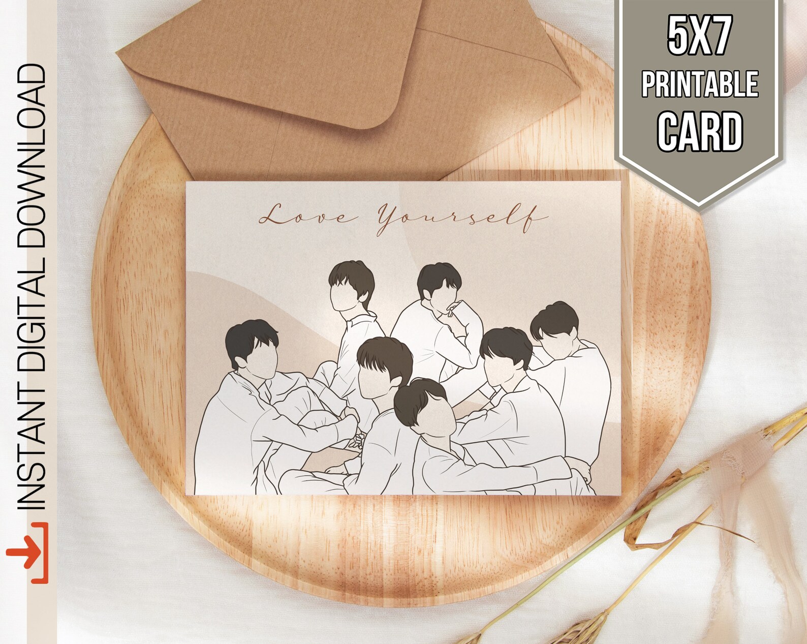 BTS Card BTS Art Print Bts Printable Card Bts Greeting Etsy