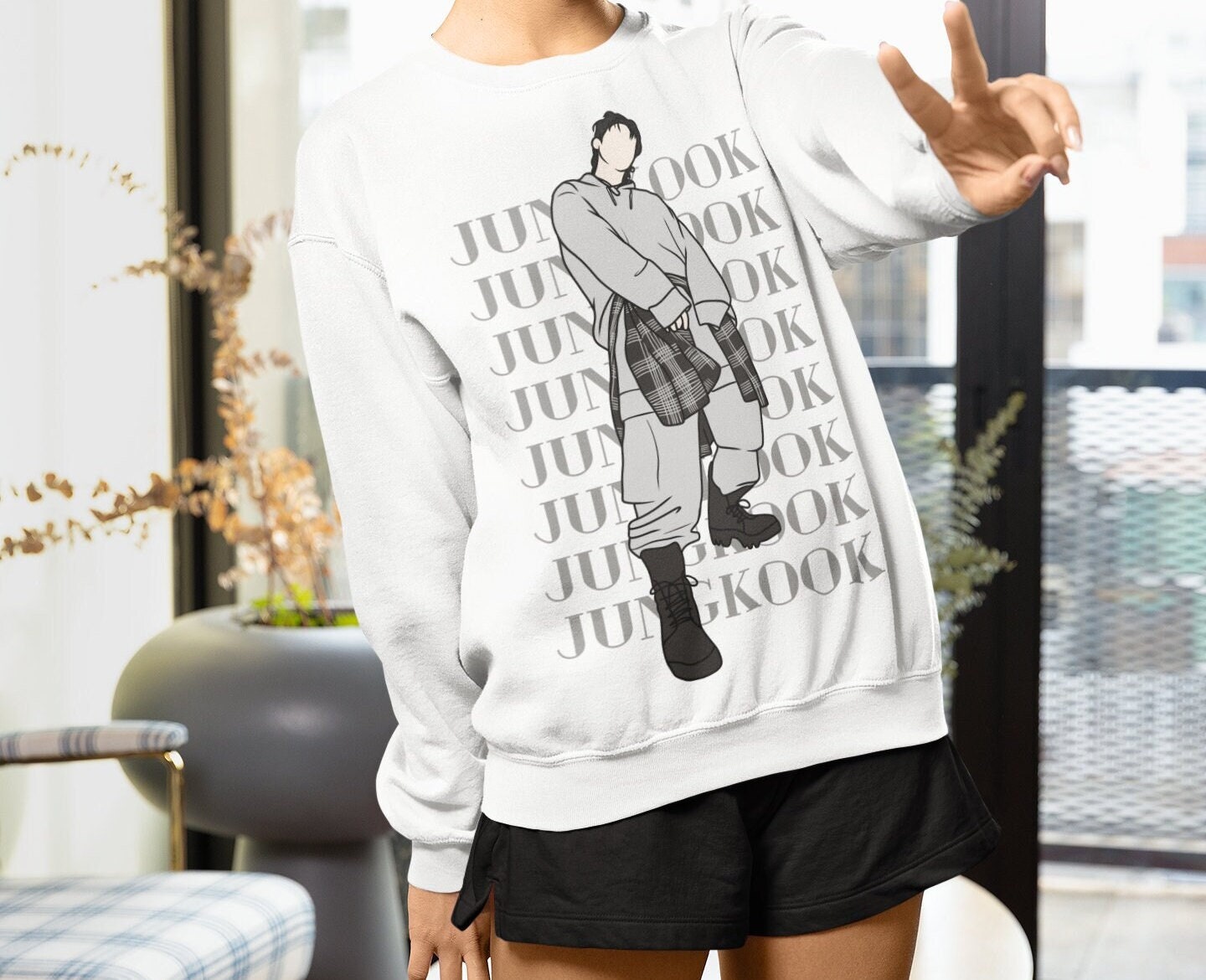bliss7store Jungkook Sweatshirt Jungkook 3D Kpop Sweater Kpop Fashion Kpop Lover Kpop Merch JK Merch Unisex Sweatshirt Gift for Army Kpop Gift