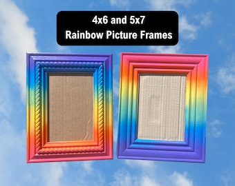Rainbow Spray Painted Picture Frames (5x7 and 4x6)